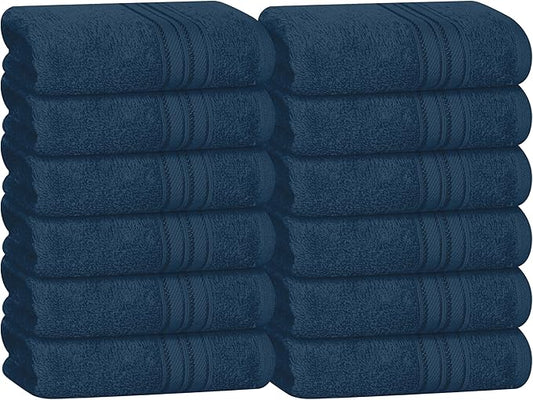 BOUTIQUO Ultra Soft Cotton Washcloths, Contains 12 Piece Face Cloths 12x12 inch, Ideal for Everyday use Face Towels, Compact & Lightweight Multi Purpose Washcloths - Mineral Blue