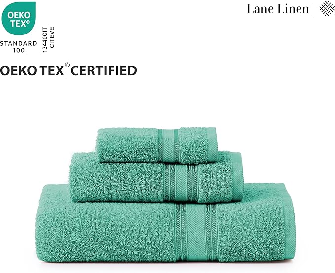 LANE LINEN Towels for Bathroom – 12 Pack, 100% Cotton, Zero Twist, 4 Bath, 4 Hand Towel & 4 Wash Cloths, Highly Absorbent, Luxury Hotel & Spa Quality, Machine Washable – Teal