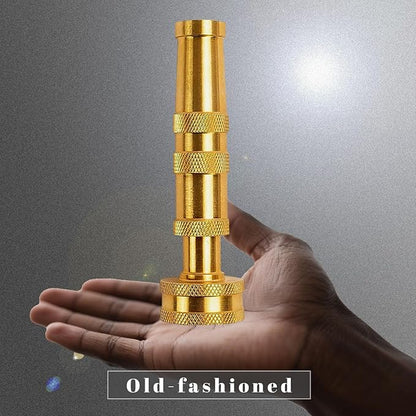 Lengthened Rod Garden Hose Nozzle Heavy Duty High Pressure Water Sprayer for Garden Spray Patio Outdoor Washer Pet Shower Car Wash attachment (Brass)