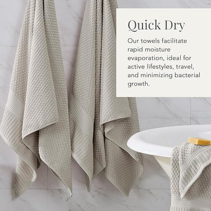 NY Loft 100% Cotton 2 Pack Bath Sheet Towel Set | Absorbent Quick-Dry Oversize Bath Towels | Textured and Durable Cotton | Quiet Grey