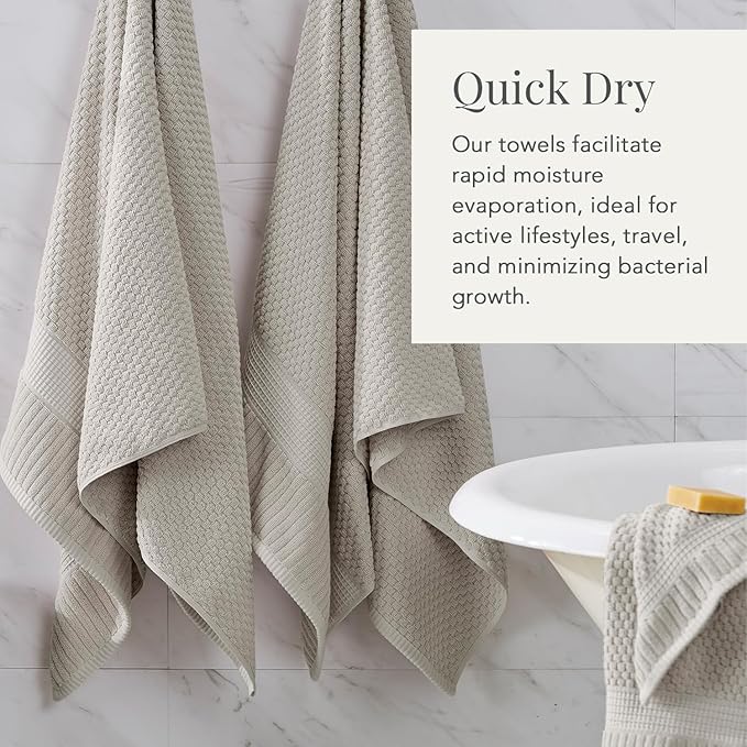 NY Loft 100% Cotton Bath Towel Set of 4 | Grey Towels | Oeko-TEX® Standard 100 | Soft & Absorbent, Quick-Dry Bath Towels | 30" x 52" | | Trinity Collection - Quiet Grey