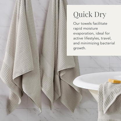 NY Loft 100% Cotton Hand Towel 6 Pack | Super Soft & Absorbent Quick-Dry Hand Towels 16" x 28" |Textured and Durable Cotton | Trinity Collection (6 Pack Hand Towel, Quiet Grey)