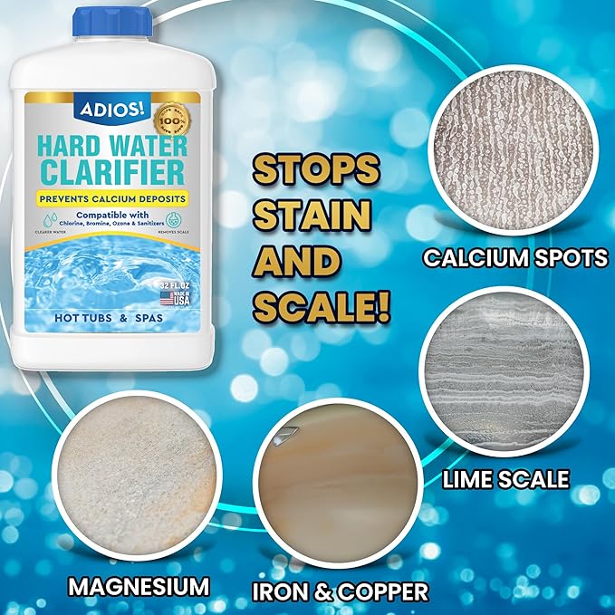 Hot Tub Hard Water Calcium Remover with Scale and Stain Clarifier, Soften Treat and Reduce Spa Deposits - 16oz (Pint)
