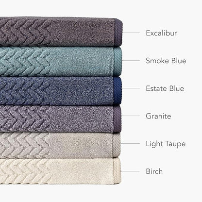 Texere 100% Organic Cotton Jacquard 650 GSM Premium Bath Towel Sets - Extra Absorbent Quick Dry and Plush (Cable, Smoke Blue, 2 Bath & 2 Hand Towels)
