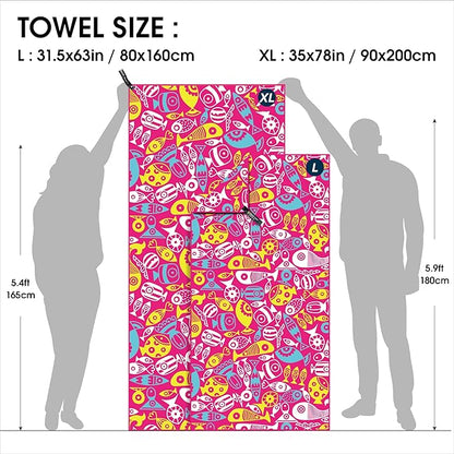4Monster Microfiber Beach Towel Quick Dry,Super Absorbent Lightweight Travel Towel for Swimmers, Sand Free Camping Towel, Beach Towels for Pool,Swim,Water Sports,Yoga