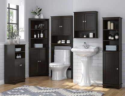 Spirich Bathroom Cabinet Wall Mounted, Wood Hanging Cabinets with Doors and Shelves, Medicine Cabinet Over The Toilet, Espresso