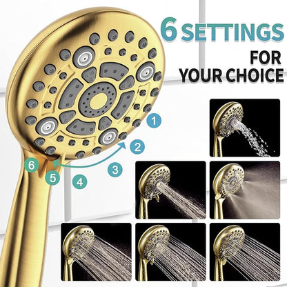 SR SUN RISE Shower Faucet - 10 Inch Multifunctional High Pressure Shower Head System with Handheld Shower Head Fixtures - Valve Included - Brushed Gold