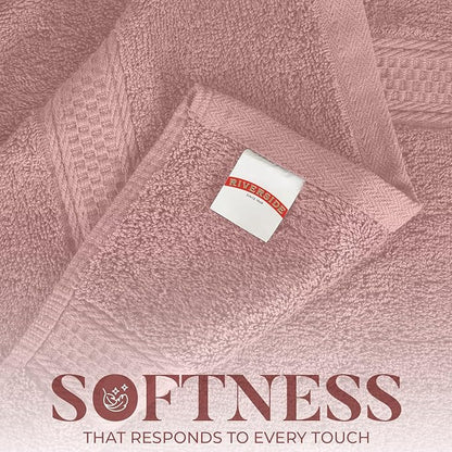 RIVERSIDE 100% Ring Spun Cotton Large Bath Towels Set of 4, 27 x 54 – Quick Dry, Soft & Highly Absorbent Towels for Shower & Bathroom – Luxury 600 GSM Towels for Home, Spa, Gym, Hotel, Dusty Rose