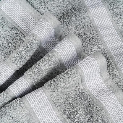CASA COPENHAGEN Solitaire Mix 6 Pieces Towel Set- Grey Violet + Teal, 600 GSM 2Bath Towel 2Hand Towel 2Washcloth, Designed in Denmark Made of Soft Egyptian Cotton for Bathroom, Kitchen & Shower