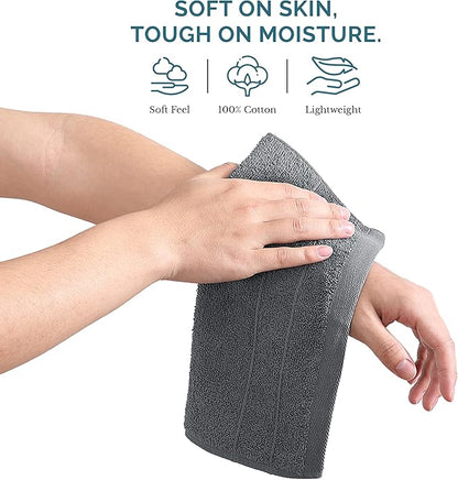 Casa Platino Wash Cloths Set of 6 - Spa & Salon Quality - 100% Ring Spun Cotton Face Towels - Soft & Ultra Absorbent Washcloths for Body, Beauty, Home, Gym - Fingertip Towels - 13"x13", Cool Grey