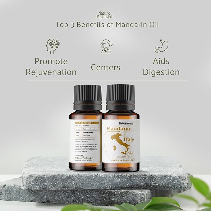 Pure Mandarin Essential Oils - Direct from Citrusmade Italy for Diffusers, Aromatherapy, Home Fragrance & Bath - Natural Aceite de Mandarina for Massage (8oz)