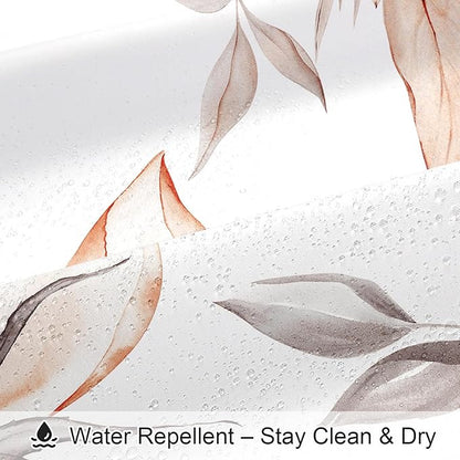 Small Stall Boho Watercolor Floral Shower Curtain 36 x 72, Orange and Grey Ink Painting Style Flower Shower Curtains for Chic Elegant Bathroom, Artistic Narrow Half Size Shower Curtain