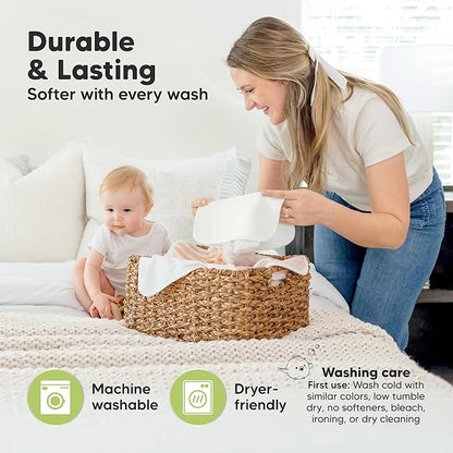 6-Pack Cotton Baby Washcloths for Newborn - Cotton Muslin Soft Wash Cloths for Babies, Infant, Kids, Toddler Towels for Boy, Girl, Super Absorbent Face Cloths, Scratch-Free Baby Rags (Soft White)