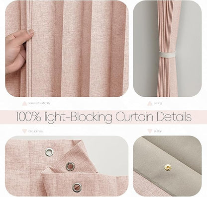 Accordian Door Curtain, 100% Blackout Folding Magnetic Doorway Curtains,Linen Style Closet Doors,for Room Divider,Privacy Protection（W72 x L78,Pink,1 Panel）