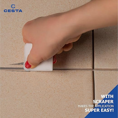 CESTA Tile Grout Repair Kit Squeeze Tube, Fast Drying, Waterproof Tile Grout Paint to Restore & Renew Tile Joints Line for Bathroom, Kitchen, Shower & Floor Tile (Grey, 8.8 oz)