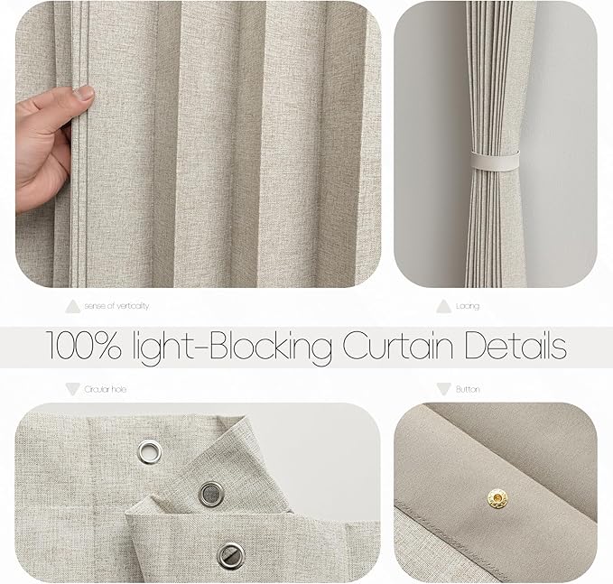 Accordian Door Curtain, 100% Blackout Folding Magnetic Doorway Curtains,Linen Style Closet Doors,for Room Divider,Privacy Protection（W52 x L78,Off White,1 Panel）