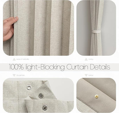 Accordian Door Curtain, 100% Blackout Folding Magnetic Doorway Curtains,Linen Style Closet Doors,for Room Divider,Privacy Protection（W72 x L78,Off White,1 Panel）