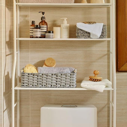 GRANNY SAYS Wicker Baskets for Storage, Wicker Baskets for Shelves, Waterproof Toilet Tank Topper, Toilet Paper Basket for Back of Toilet, Gray