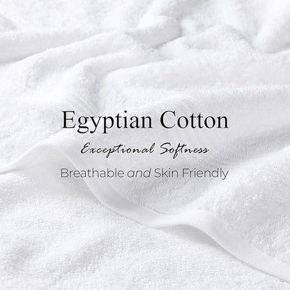 Superior Egyptian Cotton 6-Piece Towel Set, Bathroom Essentials, Towels For Bathroom, Apartment, Airbnb, Guest Bath, Face, Hand, Bath Towels, Washcloths, Absorbent, Fast Drying, White