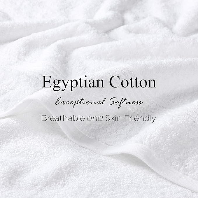 Superior Egyptian Cotton 8-Piece Hand Towel Set, Towel Basics For Quick Dry, Absorbent Small Towels, Facial, Spa, Kitchen, Bathroom Essentials, Apartment, Guest Bath, Soft, Washcloth, White