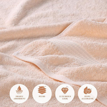 Superior Egyptian Cotton 9-Piece Towel Set, Assorted Towels for Home Bathroom, Guest Bath Decor Essentials, Includes 3 Bath, 3 Hand, 3 Face Towels/Washcloths, Quick Dry, Absorbent - Peach