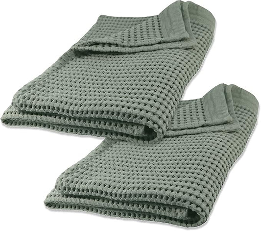 GILDEN TREE Waffle Bath Sheet Quick Dry Towel, Thin Luxury Bath Towels, 40x80 Large Bath Towels 2 Pack Bath Sheets, Modern Style (Sage Grey)