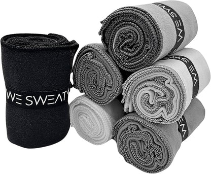 We Sweat’s (6 Pack) Microfiber Gym Towels, Silver ION Odor-Free Absorbent Fiber, Fast Drying Men & Women Workout Gear for Body Sweat, Towels, Sports Exercise Fitness Gear