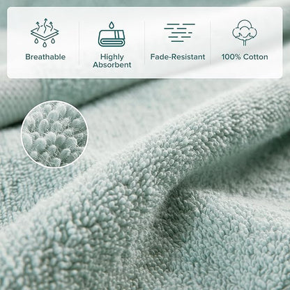 Comfort Spaces Turkish Bathroom Towel Set 6 Piece Luxury Bath Towel Set 2 Hand Towel for Bathroom 2 Washcloth 2 Large Bath Towel Sets Long Staple Soft Quick Dry Towel Set Seafoam Green