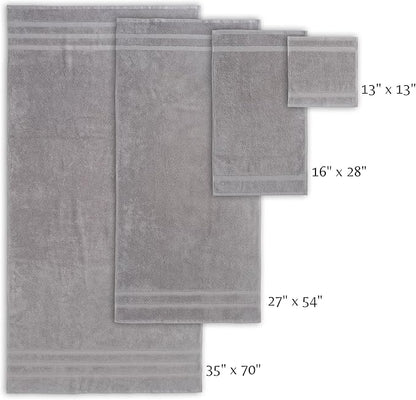 SOFE H&L | Olea Luxury Turkish Cotton Bath Towels Set of 3 : 1 Bath Towel, 1 Hand Towel, 1 Wash Cloths, Cool Gray |Thick, Premium, Soft, Durable, Absorbent - Hotel Quality Towel Sets for Bathroom