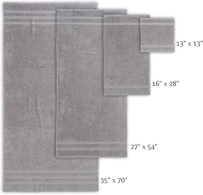 SOFE H&L | Olea Luxury Turkish Cotton Bath Towel Set of 1 : 1 Jumbo Bath Towel Cool Gray | Premium, Soft, Durable, Absorbent | XL Bath Towels Oversized
