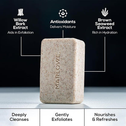 MARLOWE. No. 102 Body Scrub Soap 7 oz (12 Bars), Oud Wood, Exfoliating Soap Bar with Shea Butter, Olive Oil & Green Tea Extracts, Cleanses, Smooths & Revitalizes Skin, Earthy & Smoky Scent