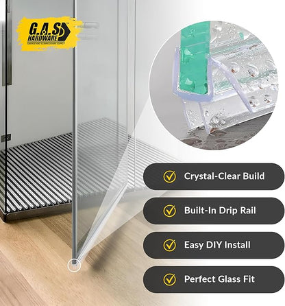 1/2" (12mm) Frameless Glass Shower Door Bottom Sweep – 40" (101.6cm) Ultra-Clear Drip Rail Seal Strip, 1 Piece for Leak Protection, Water Control & Easy DIY Installation
