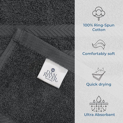 DAN RIVER 2 Pack Luxury Bath Sheets 35x70, 600 GSM, Soft & Quick Dry 100% Ring Spun Cotton Towels Ideal for Hotels, Spas, Gyms & Salons Extra Large, Gray