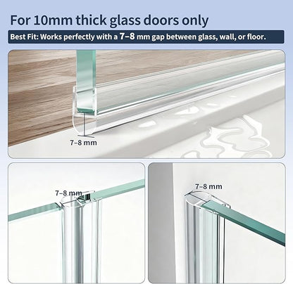 4PCS 39" Glass Shower Door Seal Strip, Shower Door Side Seal Strip for 3/8" (10mm) Frameless Glass, Ultra-Clear PVC Waterproof Door Bottom Seal, Easy to Install, No Adhesive Needed