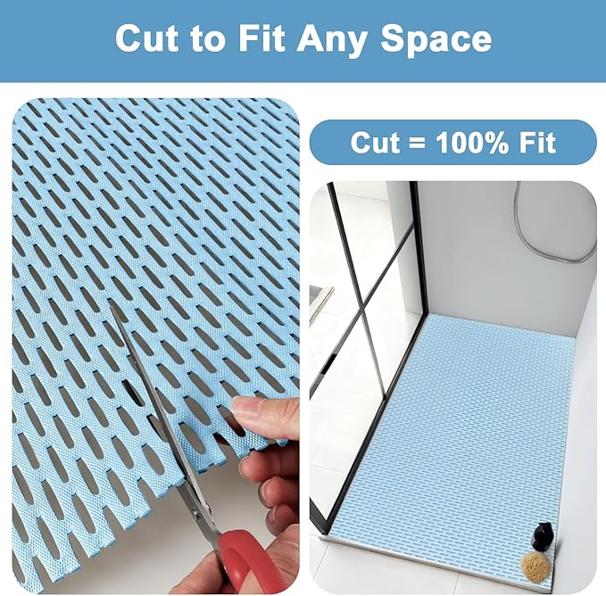 Non Slip Shower Mat: 35"x24" Extra Large Shower Mats for Inside Shower,Trimmable PVC Anti Slip Shower Stall Mats, No Odor, Quick Drying Shower Mats for Floor, Bathroom, Home, Kitchen, Hotel
