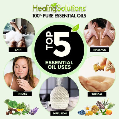 Healing Solutions Sleep Essential Oils for Diffuser, Relaxation, Organic, Pure & Undiluted Dream Aromatherapy - 1 oz (30 ml) Essential Oil Blend