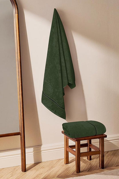 MyOwn Cotton 2 Pack Oversized Bath Towel Set 28x55 inches, Large Bath Towels, Ultra Absorbant Compact Quickdry & Lightweight Towel, Ideal for Gym Travel Camp Pool - Olive Green