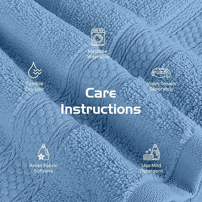 RIVERSIDE 12 Pack Premium 100% Cotton Face Washcloths, 550 GSM, 12 x 12 Inches, Soft, Absorbent Towels for Body & Shower, Bathroom Wash Clothes, Durable Face Towels Set for Spa, Gym, Medium Blue