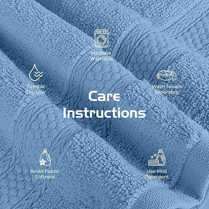 RIVERSIDE 12 Pack Premium 100% Cotton Face Washcloths, 550 GSM, 12 x 12 Inches, Soft, Absorbent Towels for Body & Shower, Bathroom Wash Clothes, Durable Face Towels Set for Spa, Gym, Medium Blue