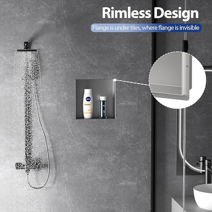 Stainless Steel Shower Niche 12" X 12", No Tile Needed Wall Niche Shower, Recessed Shower Shelf for Bathroom Storage, Brushed Nickel