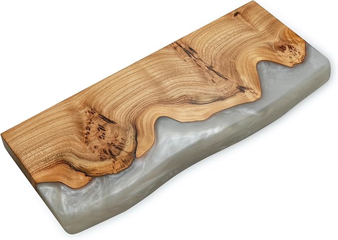 RWA Live Edge Floating Shelf – Unique Wood Floating Shelf for Wall Decor, Living Room, Bedroom, or Bathroom – Stylish Decorative Wall Shelves for Home & Office (Platinum, L - 24x7)