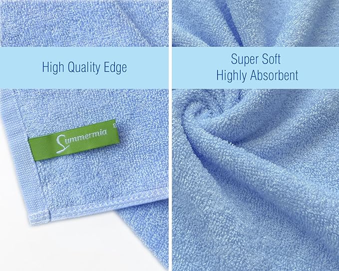 Washcloths 12 Pack 13" x 13" - Soft Wash Cloths for Your Face Towel, Wash Cloths for Your Body (White+Blue)