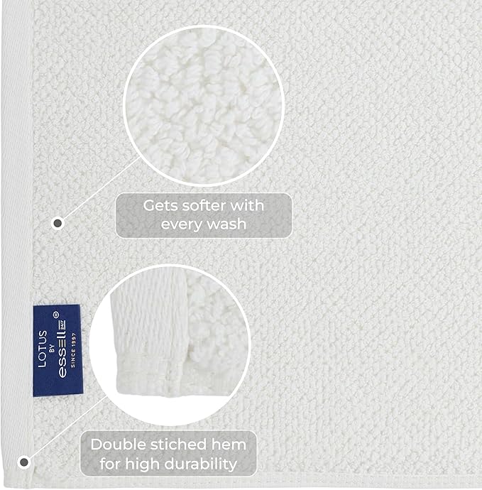 6-Piece Towel Set, 680 GSM, 2 Bath Towels, 2 Hand Towels, 2 Wash Cloths,100% Cotton Premium Quality, Ultra Soft, Super Absorbent Popcorn Textured Weaved for Spa, Hotels & Bathroom-Ivory/Cream