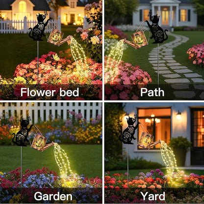 Solar Cat Watering Can Lights,Outdoor Cat Hanging Solar Lights Lantern,Lovely Gifts for Christmas Mother's Day Women Birthday,Garden Waterproof Garden Decor Outside Patio Yard Pathway Backyard
