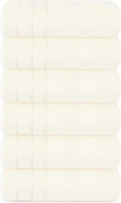 Tens Towels Pack of 6 Hand Towels, 100% Cotton, Lighter Weight, Quick to Dry, 16 x 28 Inches, Super Soft & Absorbent, Perfect for Bathroom & Kitchen, Cream