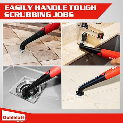Goldblatt Electric Spin Scrubber Cordless 18-Piece Kit, Power Scrubber with Battery Indicator Light, IPX6 Waterproof, Electric Cleaning Brush for Grout, Tile, Bathroom, Kitchen Cleaning
