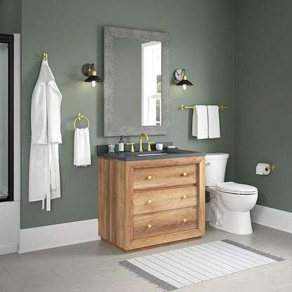 Franklin Brass Calloway 4-Piece Bathroom Set Satin Gold 18" + 6" Towel Rack, Toilet Paper Holder, Hand Towel Holder, Hook | 4-Piece Bath Hardware Accessories Set CLWY64-SG