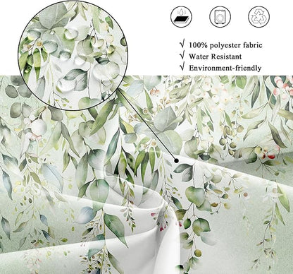 Riyidecor Colorful Floral Flowers Shower Curtain for Bathroom Decor 72Wx72H Spring Watercolor Leaves with Floral Plants Botanical Rustic Art Printed Fabric Polyester Waterproof 12 Pack Plastic Hooks