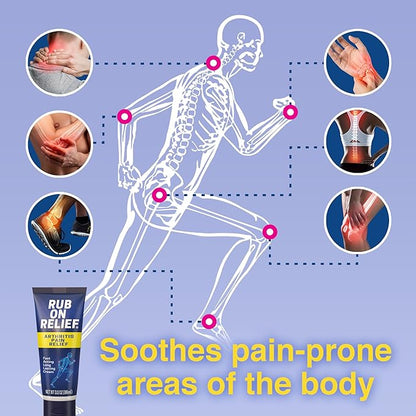 RUB ON RELIEF Topical Pain Relief Cream - Non-Greasy Joints Pain Cream for Knees, Shoulders & Back, Targeted Arthritis & Muscle Aches with Arnica, MSM, Turmeric, Aloe Vera, & Castor Oil- 3 oz (1 Pack)