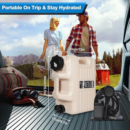 Portable Camping Shower with 5 Gallon Water Jug, 6000mAh Rechargeable Outdoor Camping Shower Kit, IPX7 Waterproof Pump BPA Free Water Containers Camp Essentials